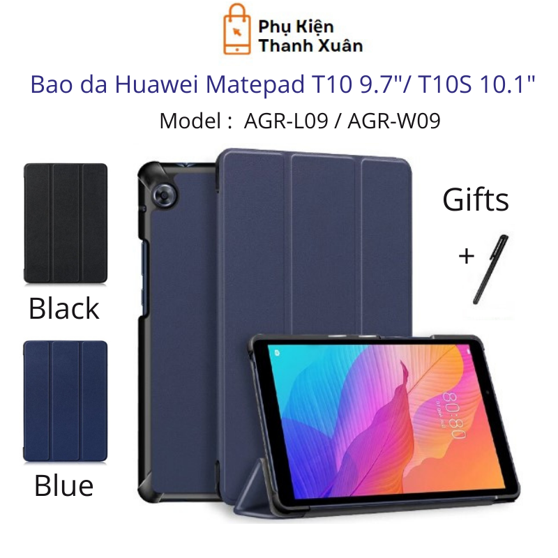 Bao da dành cho Huawei Matepad T10 9.7 " / T10S 10.1" - Gập dựng được - Tặng kèm bút