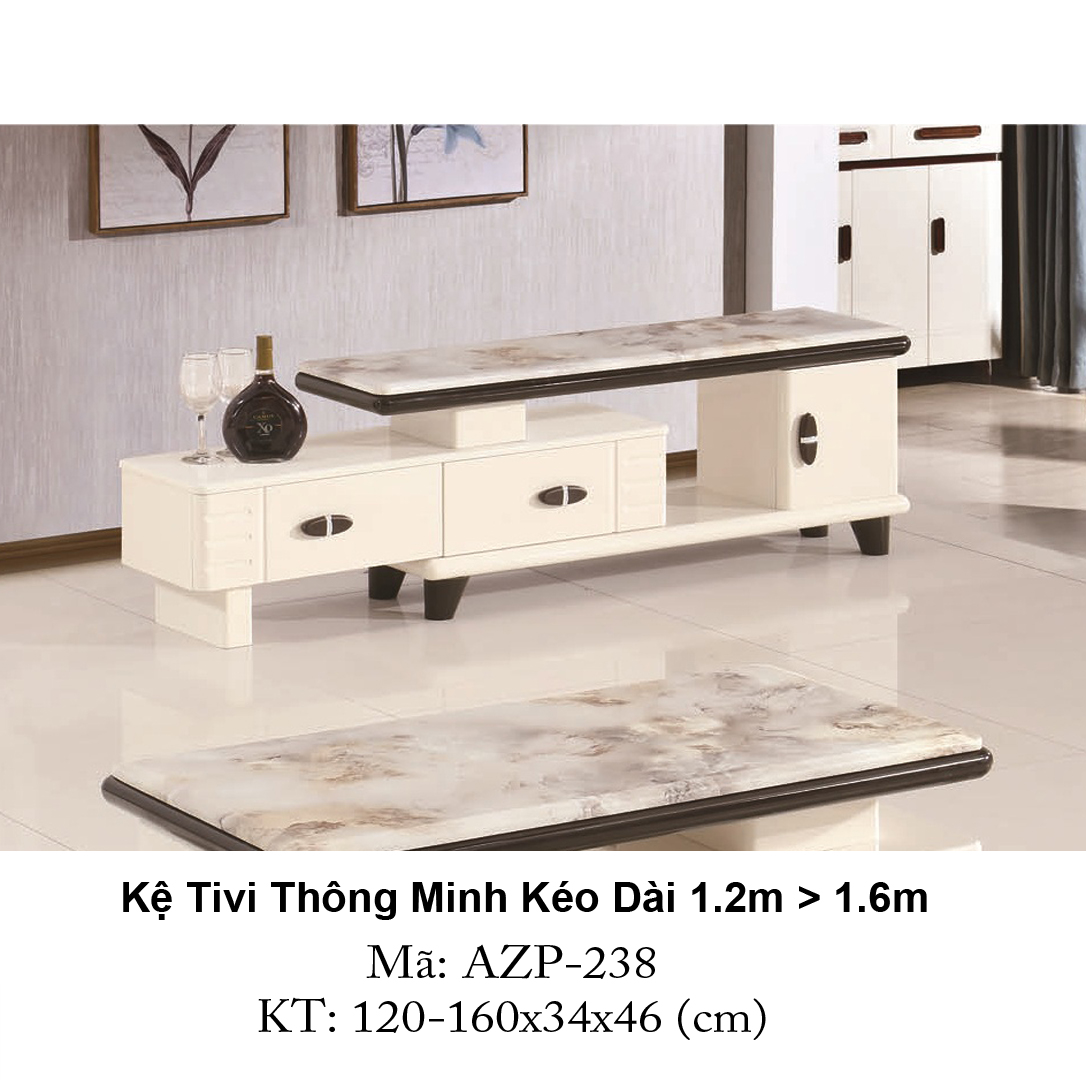 Kệ Tivi Mặt Đá Thông Minh Kéo Dài AZP-TV238 / Dòng Cao Cấp