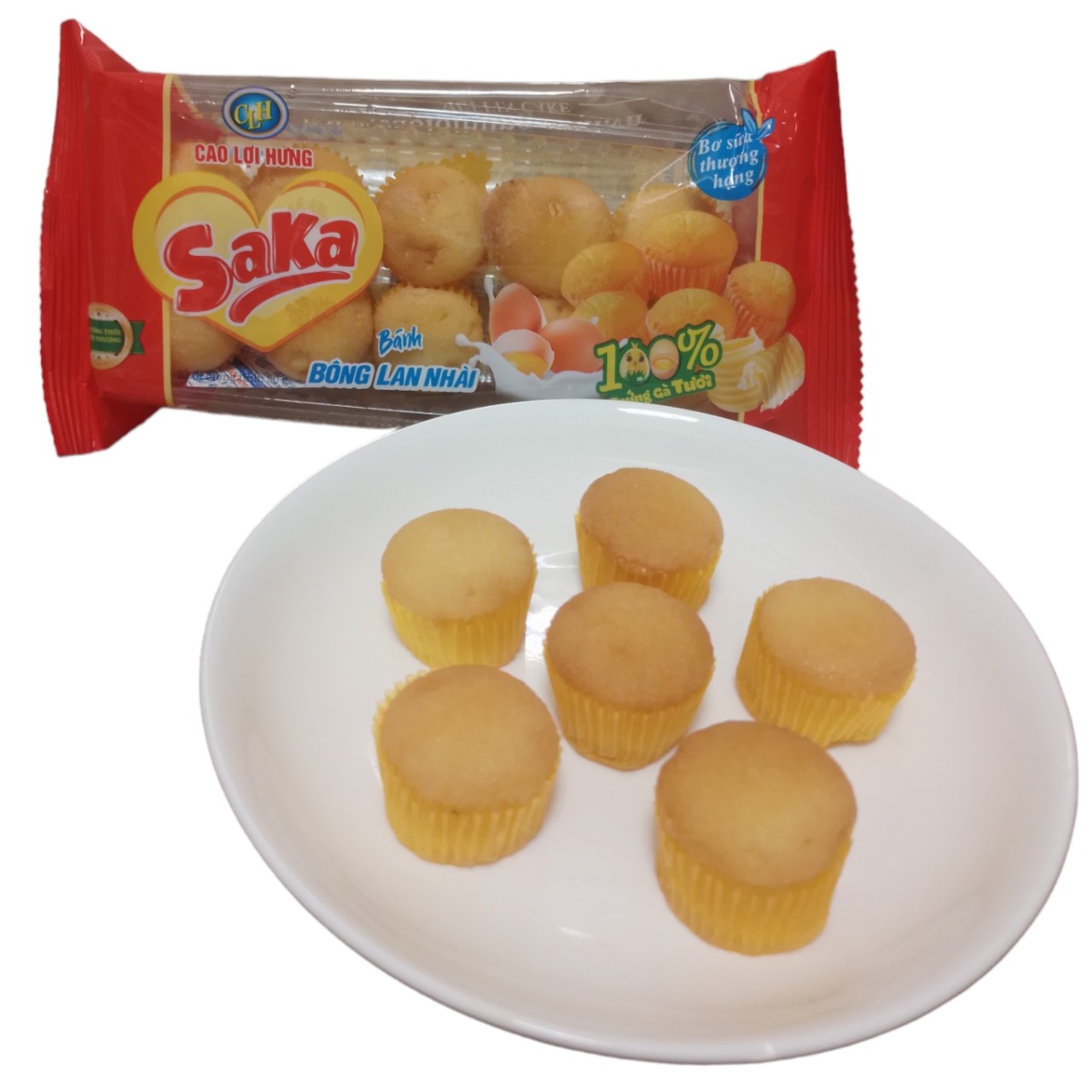 Bánh bông lan Nhài Saka 100% từ trứng gà tươi 80g