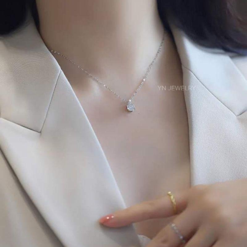 Dây chuyền Bạc Liền Mặt đính đá YN JEWELRY