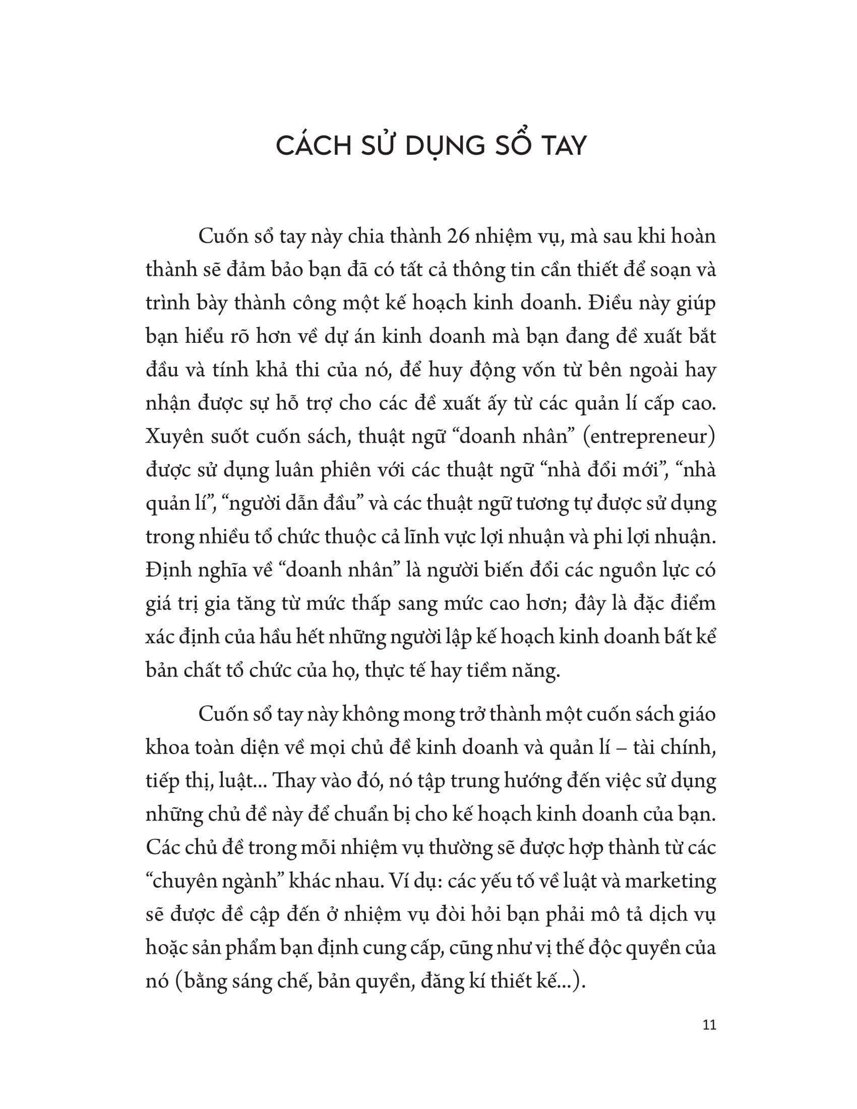 Sách - Sổ Tay Kế Hoạch Kinh Doanh - Chìa Khóa Để Khởi Nghiệp Thành Công