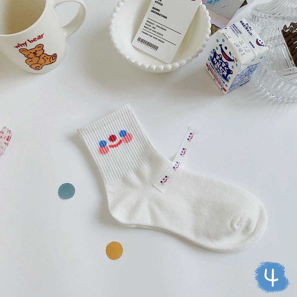 SET TẤT VỚ TRẮNG CAO CỔ NAM NỮ CỔ NHÚN CAO có TAG MÁC ULZZANG LOLITA VỊT GẤU