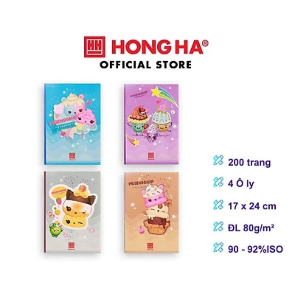 Tập Vở Sinh Viên Hồng Hà 4 ô ly 200 trang 80gsm South Star Cupcake