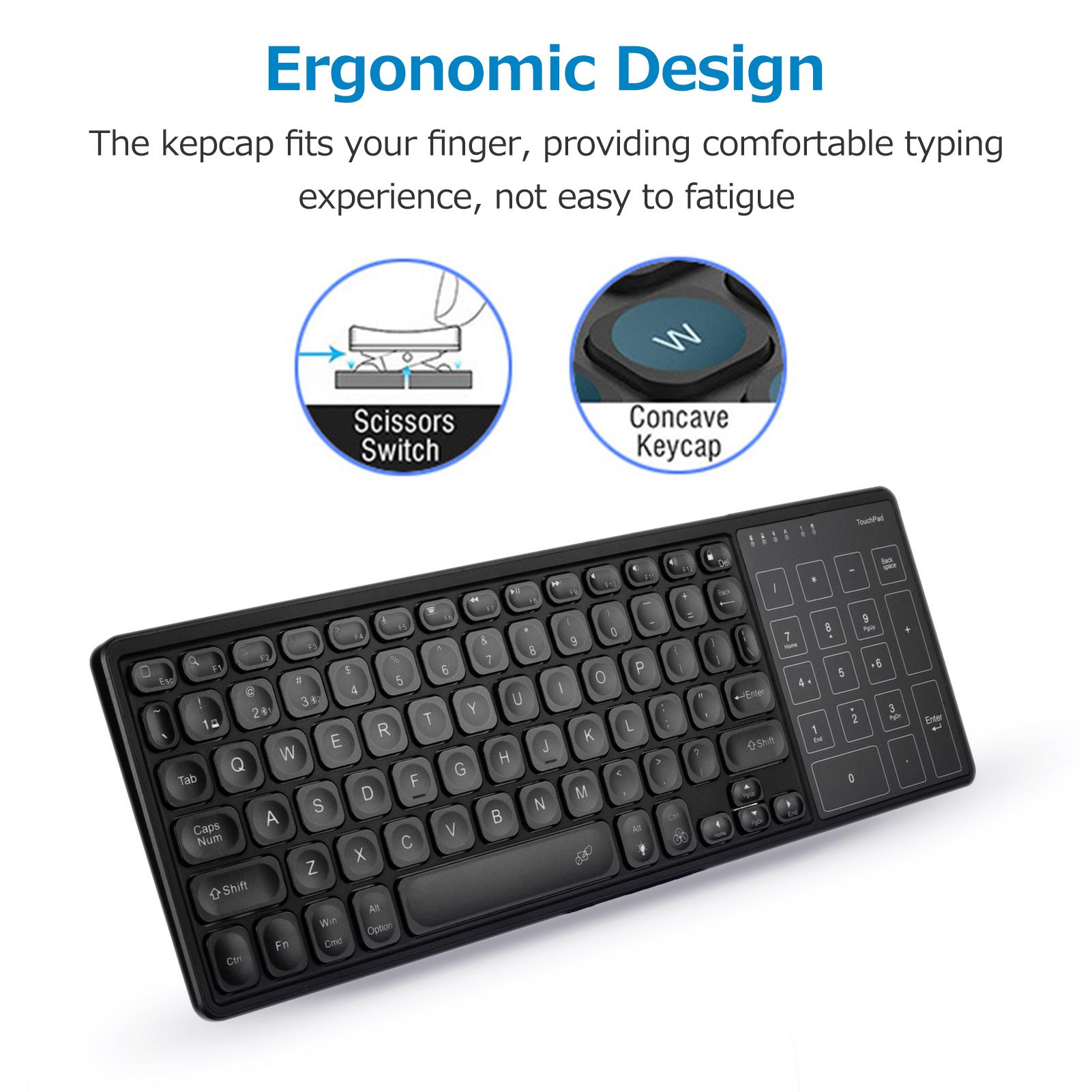 FZ-BT15 Wireless Dual-mode Keyboard 2.4G/BT Wireless Connection Ergonomic Design with Touchpad Wide Compatibility