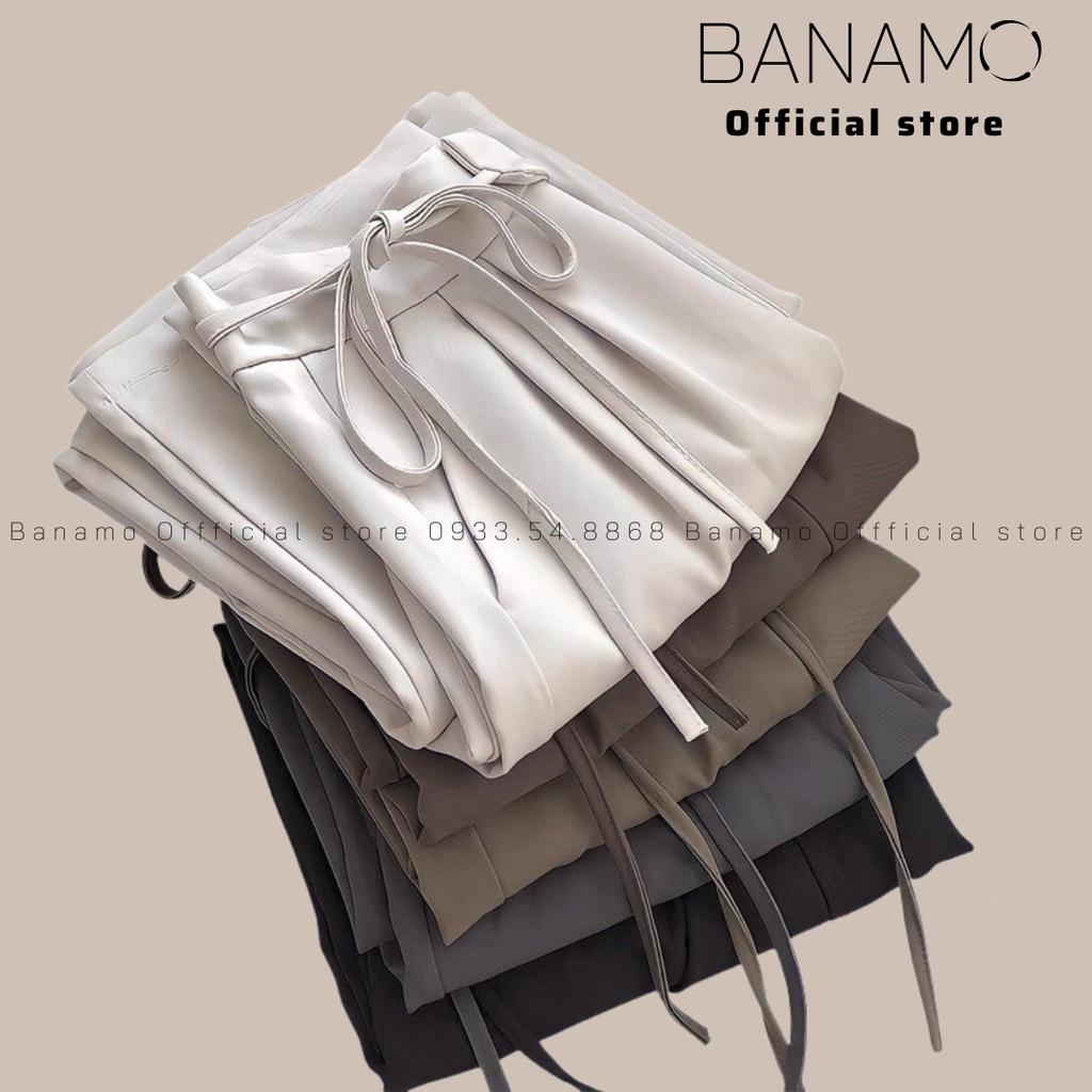 Quần xuông ống rộng ulzzang thắt nơ 1 bên chất cao cấp thời trang Banamo Fashion ống rộng nơ 972