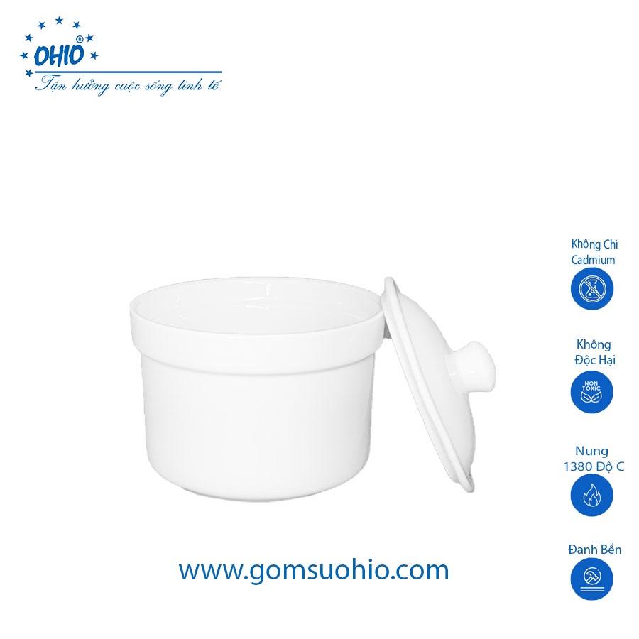 Thố Chưng 10.5 cm Sứ Trắng OHIO 400ml