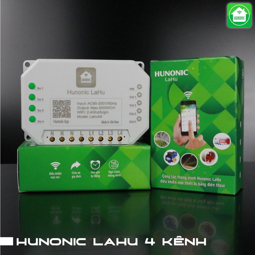 Công Tắc Điều Khiển Từ Xa Qua Điện Thoại Hunonic Lahu 4 kênh│Công tắc thông minh kết nối Wifi│ Hàng Việt