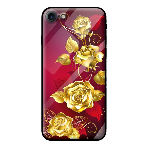 Ốp kính cho iPhone 7 mẫu NỀN ĐỎ HOA 3 - Hàng chính hãng
