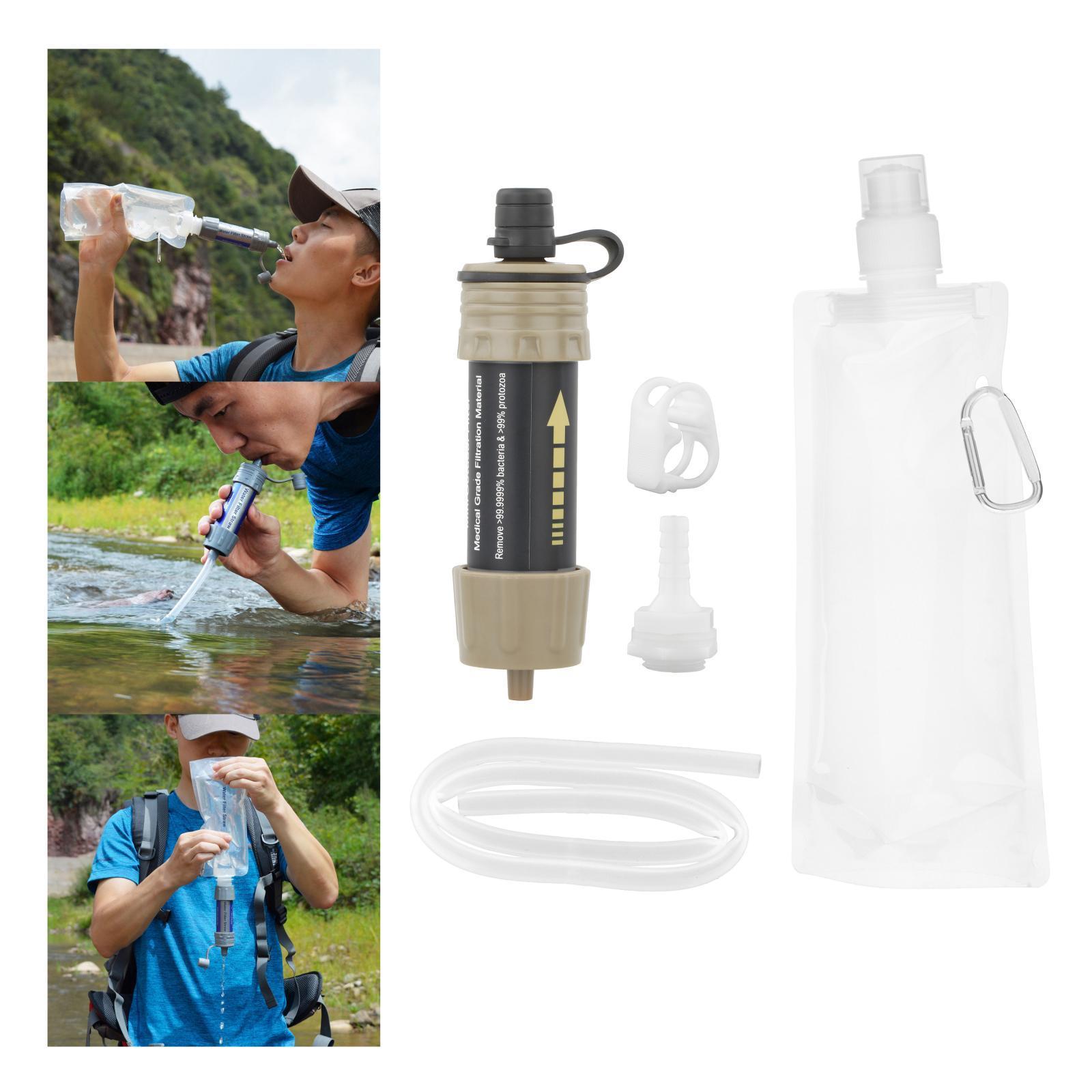 Portable Water Filter Straw Kit Outdoor Water Filter Water Purification with Bag for Traveling