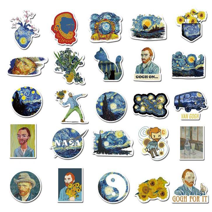 Sticker dán cao cấp DANH HỌA VAN GOGH Cực COOL ms#77