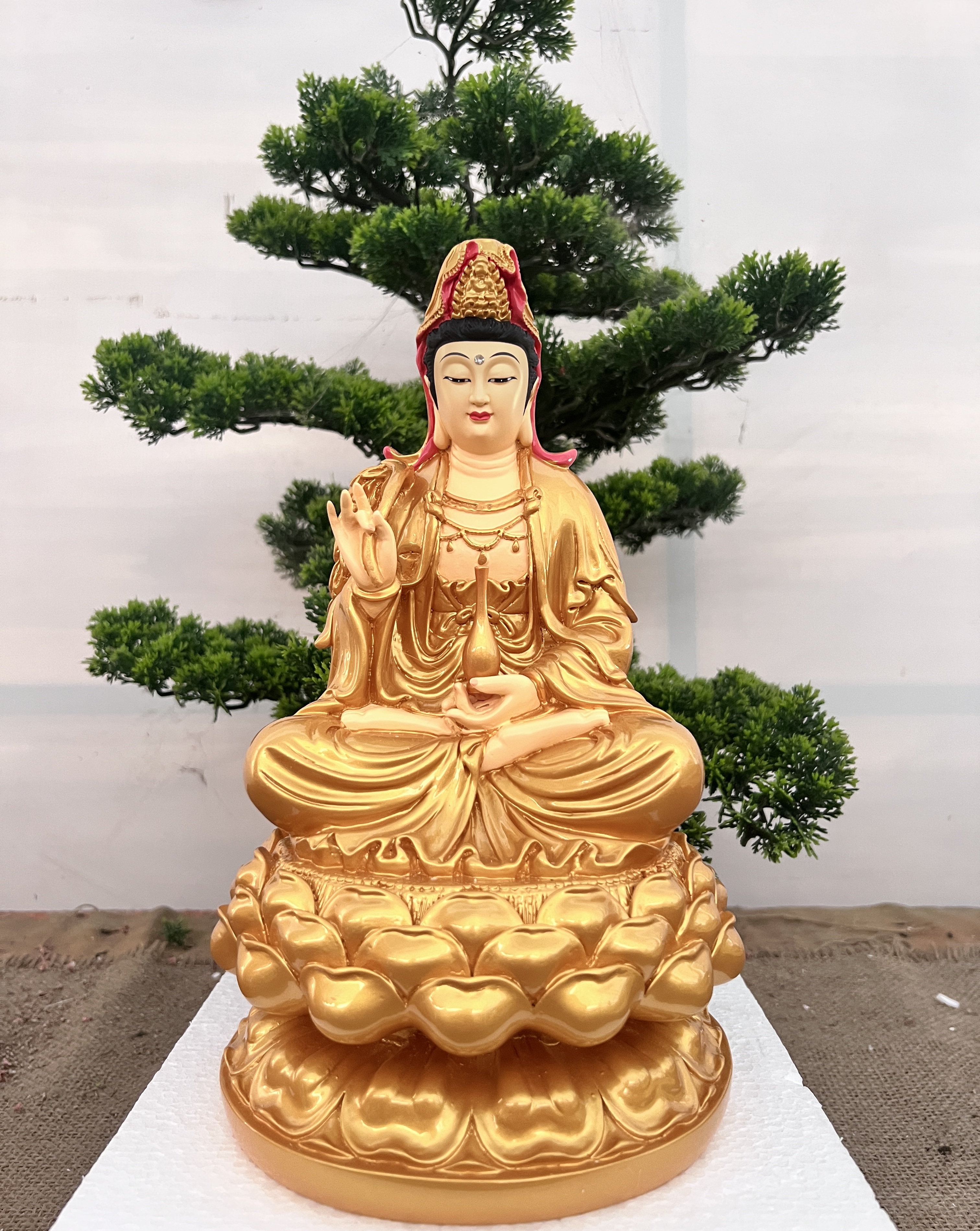 Tượng Phật Quan âm ngồi 30cm Composite
