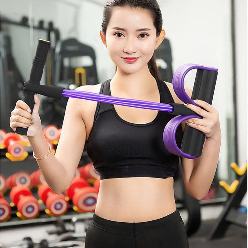 Dây Cao Su Tập Gym - Dây Kéo Đàn Hồi Kháng Lực 4 Ống Cao Su Đa Năng Tập Bụng, Thể Dục Tại Nhà