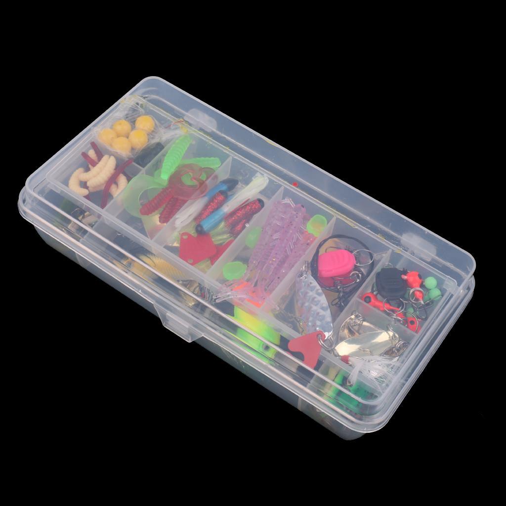 106Pcs/lot Fishing Lure Kit Soft&Hard Lures Spoon Baits Fishing Accessories