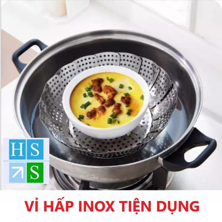 VỈ HẤP thực phẩm TABIHOME ( INOX 100% ) khay hấp đa năng đồ xôi hấp cá hấp cách thủy xửng hấp đồ ăn tiện lợi - HS Shop