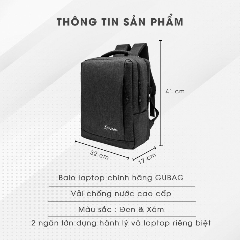 Balo 2 ngăn laptop sức chứa lớn, 2 ngăn lớn đựng được nhiều đồ, nhỏ gọn, tiện lợi cho việc đi làm, chống sốc, chống nước