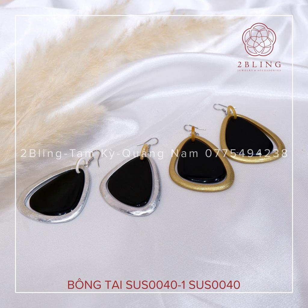 Bông tai sừng kết hợp sơn mài 2BLING thời trang SUS0040