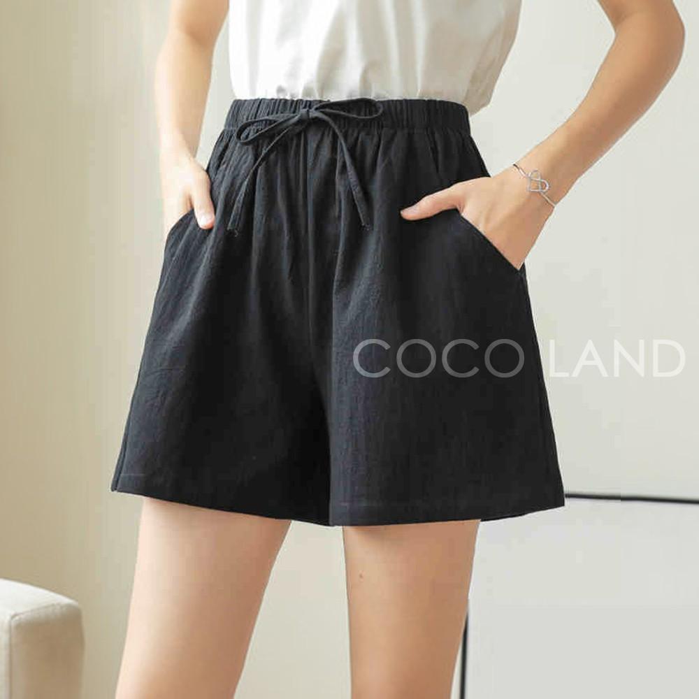 Quần đùi short đũi nữ, vải đũi mầu đen, be, xám, trắng nhẹ nhàng, dáng lửng thấm hút mồ hôi mặc ở nhà thoải mái