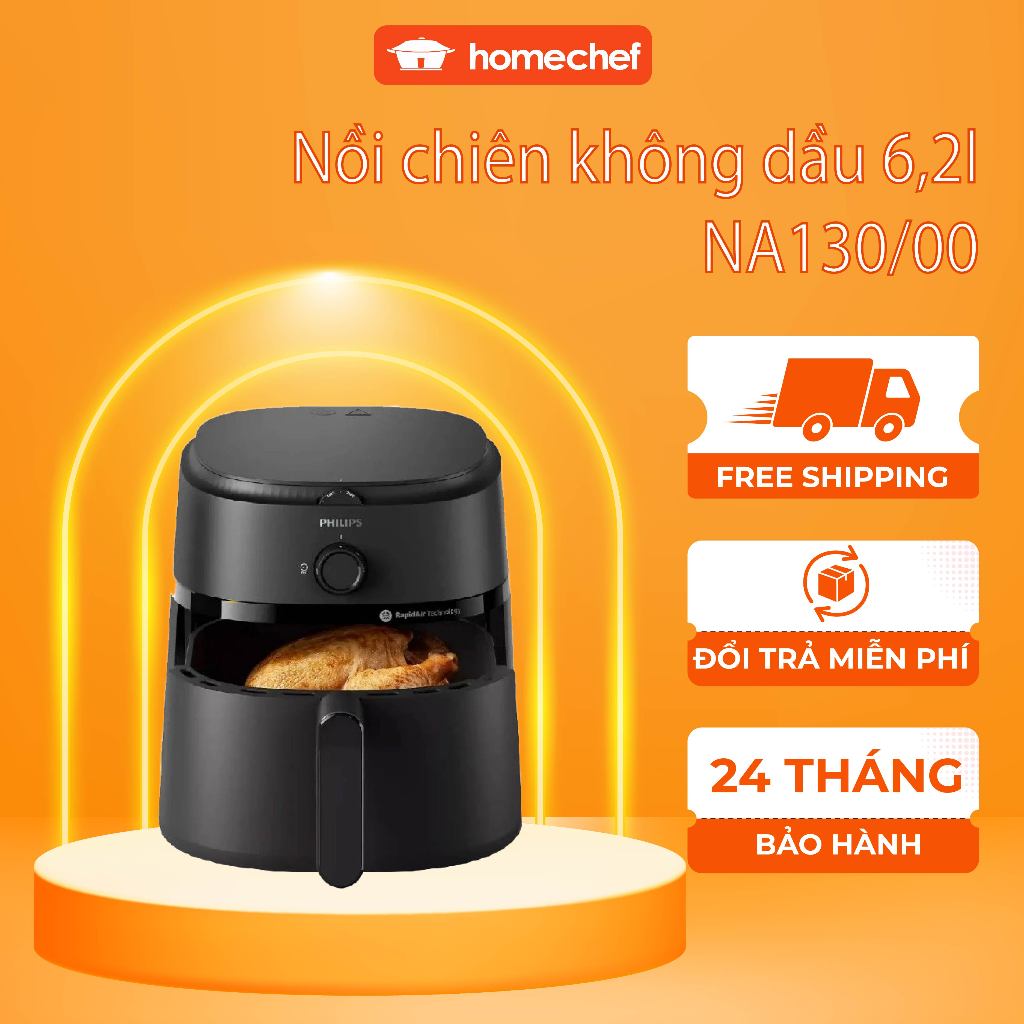 Nồi chiên không dầu Philips NA130/00-6,2L, công nghệ chiên hiện đại, giòn rụm, bảo hành 2 năm|Hàng Chính HÃng