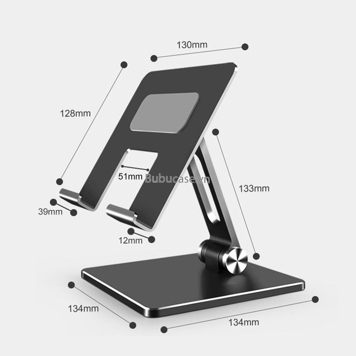 Giá Đỡ Để Bàn Khung Hợp Kim Nhôm Cao Cấp Cho iPad, Máy Tính Bảng, Điện Thoại Di Động - Hai Trục Xoay 180 Độ Linh Hoạt, Đệm Chống Trượt Điện Thoại, Chống Đổ