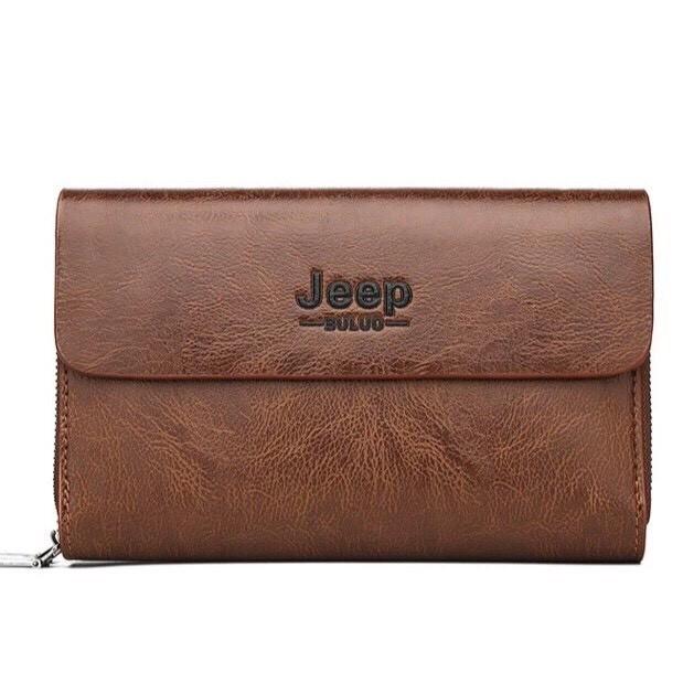 Ví cầm tay nam nữ thời trang JEEP BULUO, KT: 21x13x4cm (Nâu sáng-Nâu đậm-Đen)