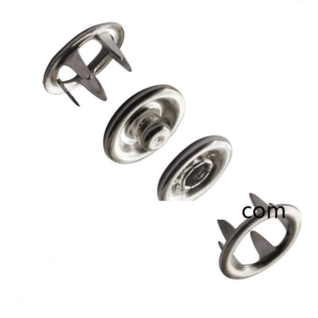 Nút bấm 5 chấu Cúc áo 4 thành phần Bằng thau không gỉ Màu bạc Size lớn 13mm, 15mm, 17mm, 20mm Bịch 10 bộ