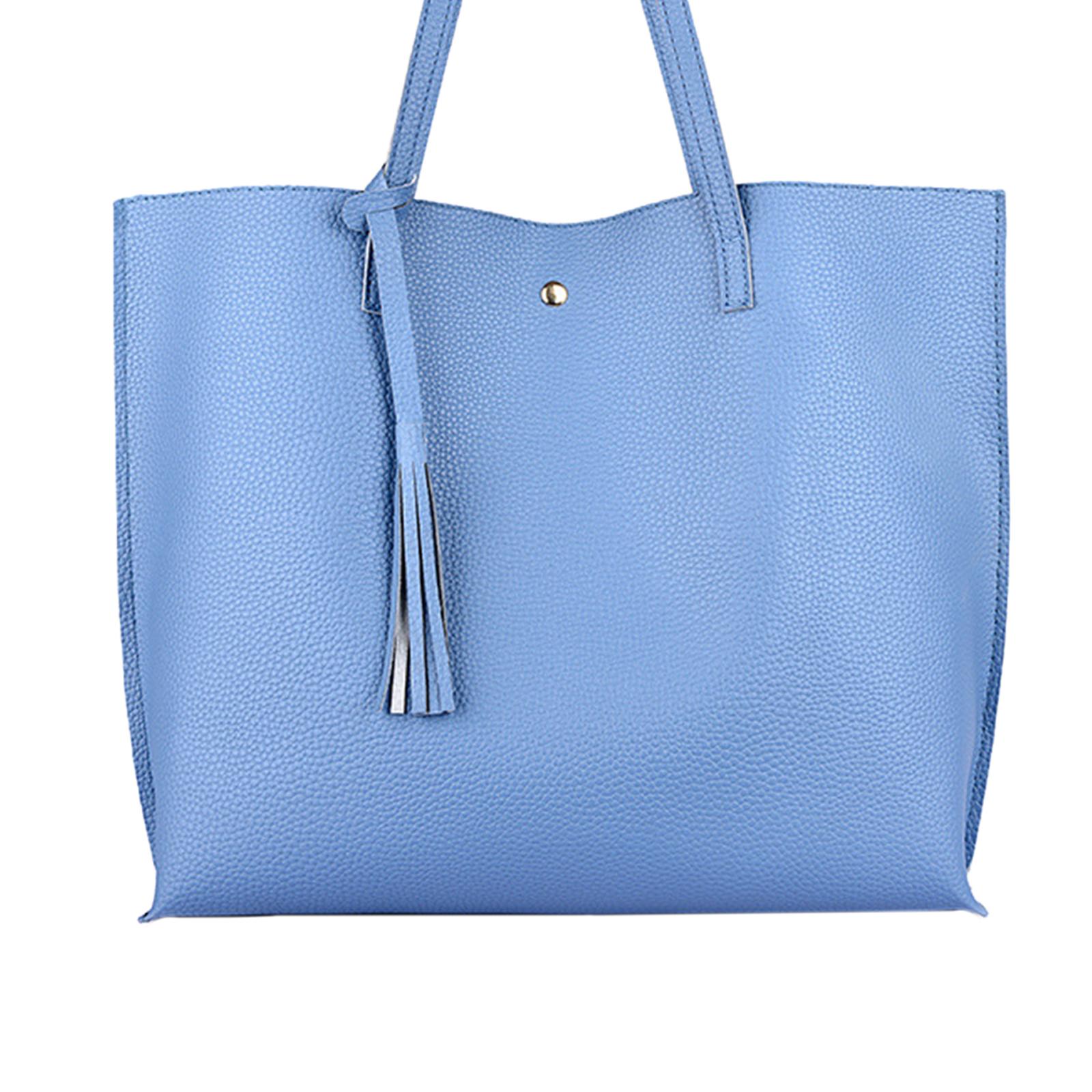 Women's Soft Faux Leather Tote Shoulder Bag, Big Capacity Tassel Handbag
