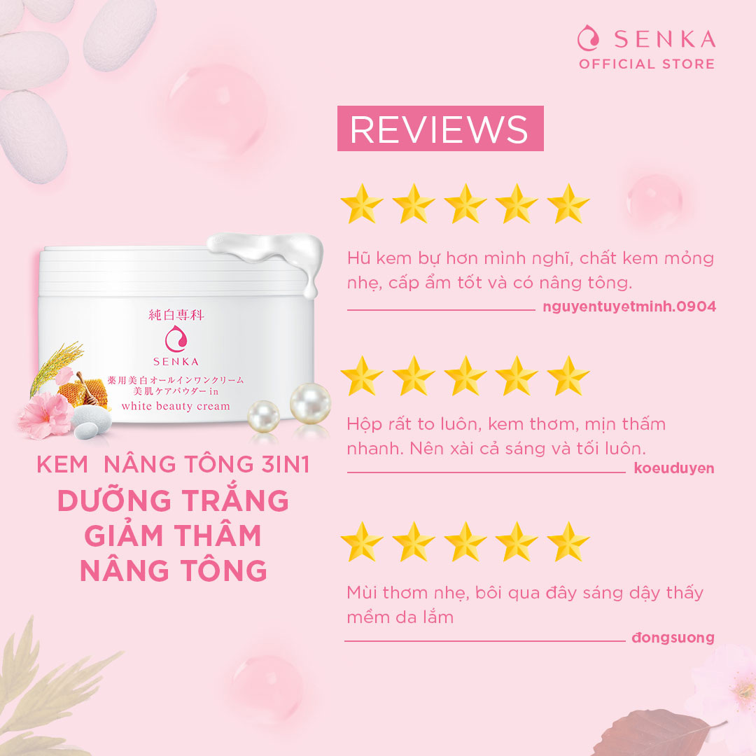 Kem dưỡng trắng da nâng tông 3 trong 1 Senka White Beauty 100g