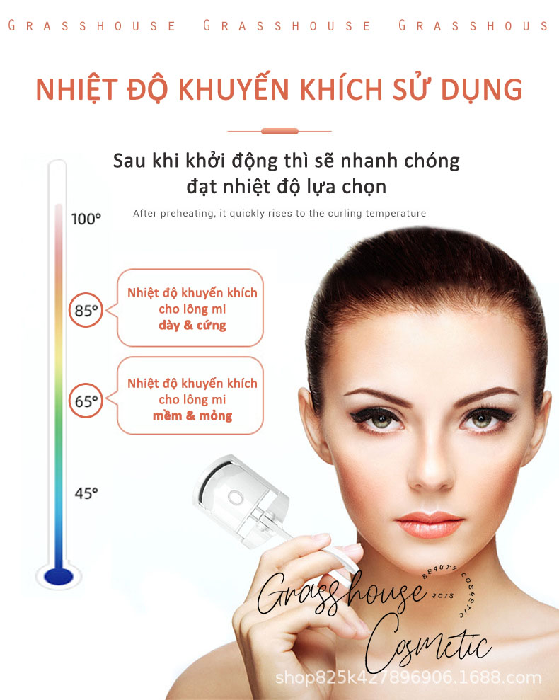 Máy Uốn Mi Bằng Nhiệt An Toàn, Dụng Cụ Uốn Lông Mi Cong Tự Nhiên Bằng Nhiệt Kiểm Soát Nhiệt Độ Magic Curl