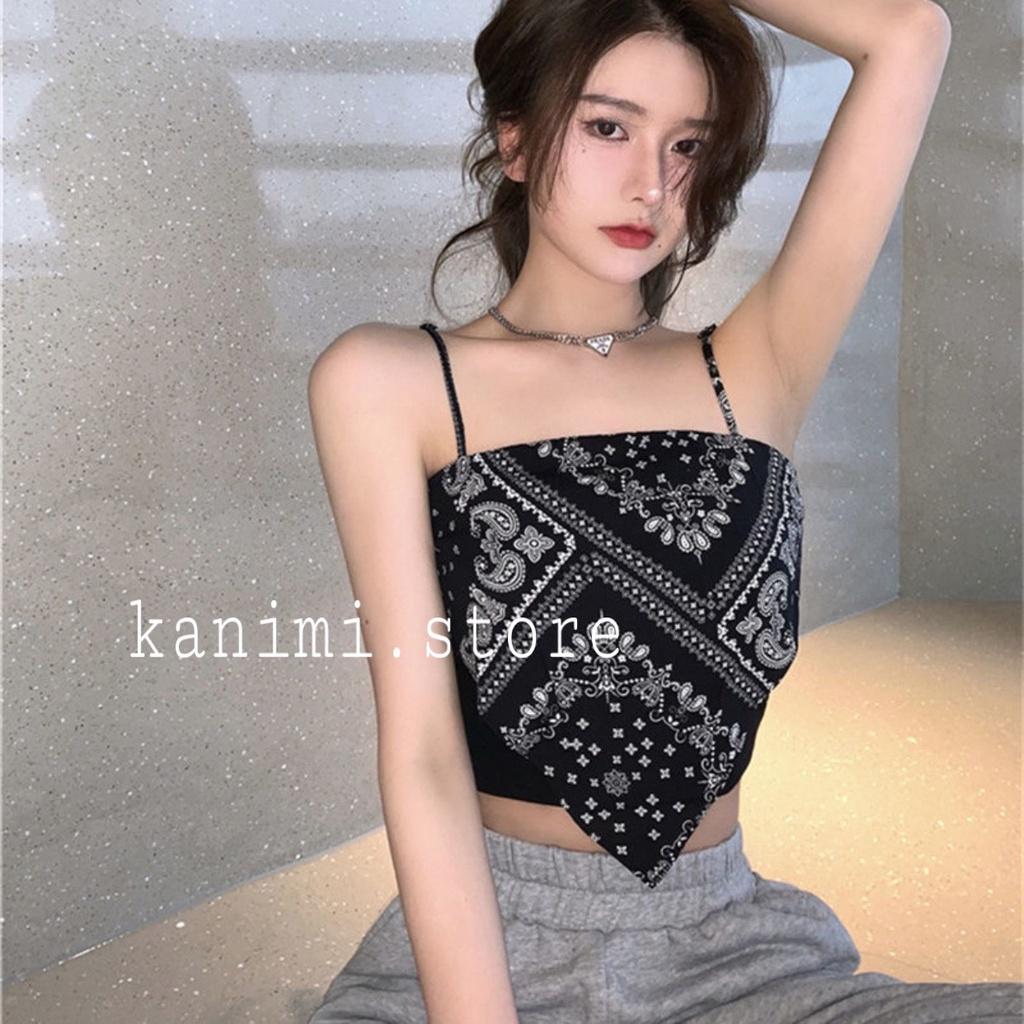 Áo 2 dây nữ thổ cẩm họa tiết Kanimi - áo yếm nữ hai màu siêu hot - AN05