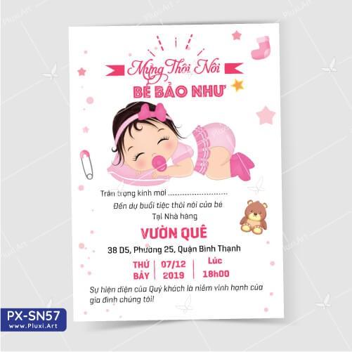 Thiệp thôi nôi – sinh nhật theo yêu cầu Pluxi