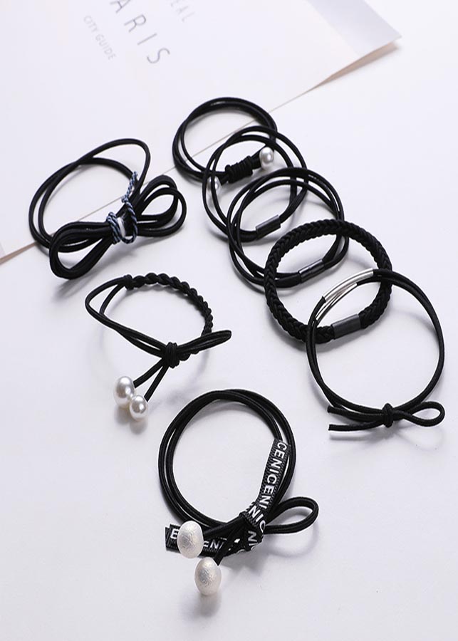 Combo 8 dây buộc tóc kiểu đơn giản, thanh lịch