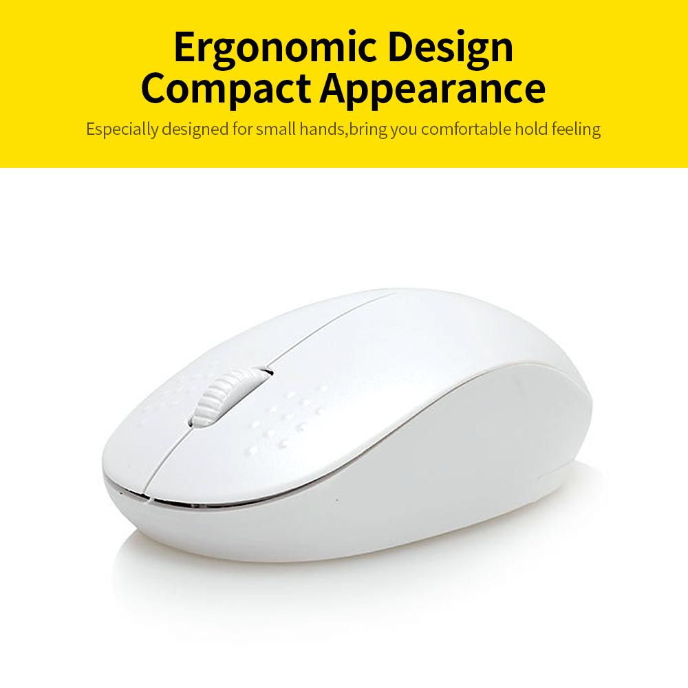 T-WOLF Q4 2.4G Wireless Optical Office Mini Mouse 3 Button 1000 DPI Ergonomic Gaming Mouse for PC/Laptop White