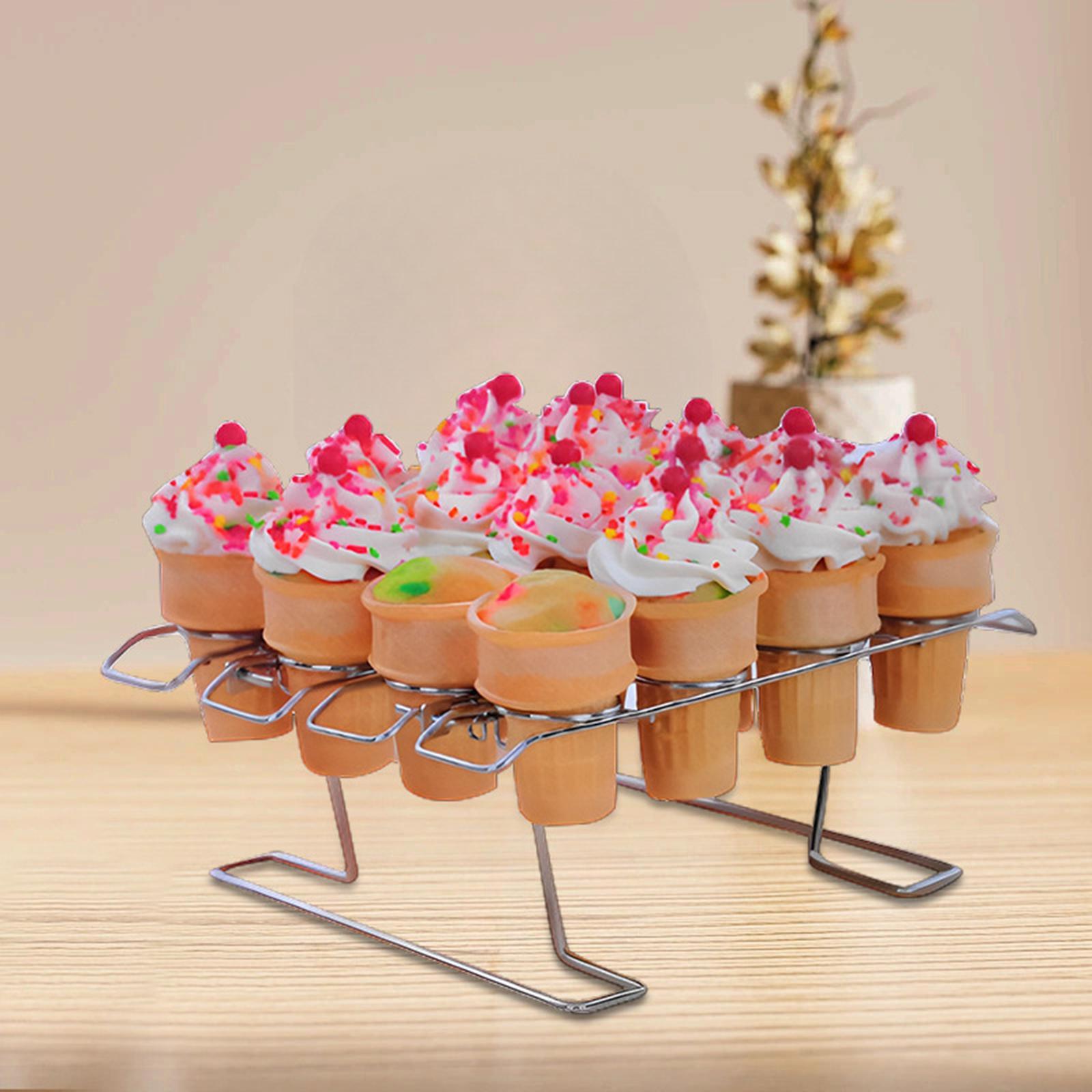 Cupcake Cone Display Stand 16Slots Reusable Ice Cream Cone Holder for Picnic