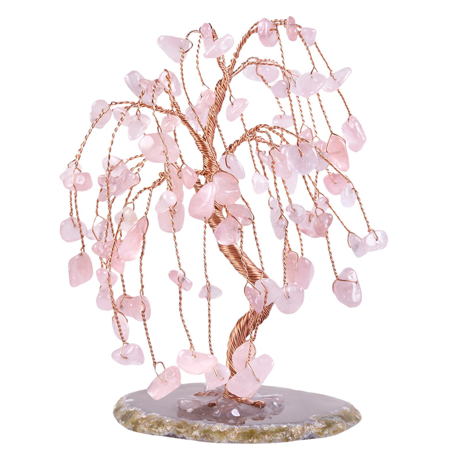 2PCS Natural Multi Stone Money Tree Handmade Ornament for Table Decorations