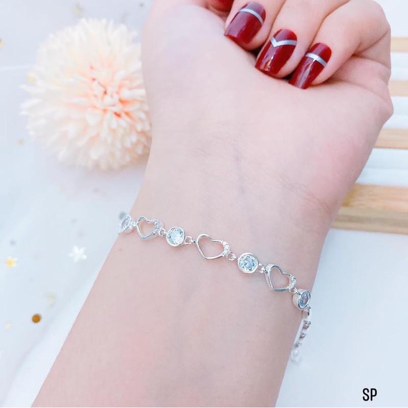 Lắc tay tim bạc đẹp
