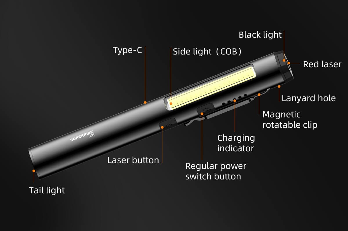 Đèn pin dạng bút cầm tay Superfire J01 nhỏ gọn,đa chức năng có thể sử dụng cho nhiều mục đích khác nhau