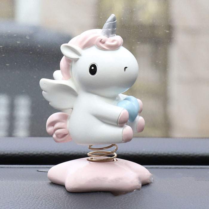 Tượng trang trí lò xo Unicorn màu hồng