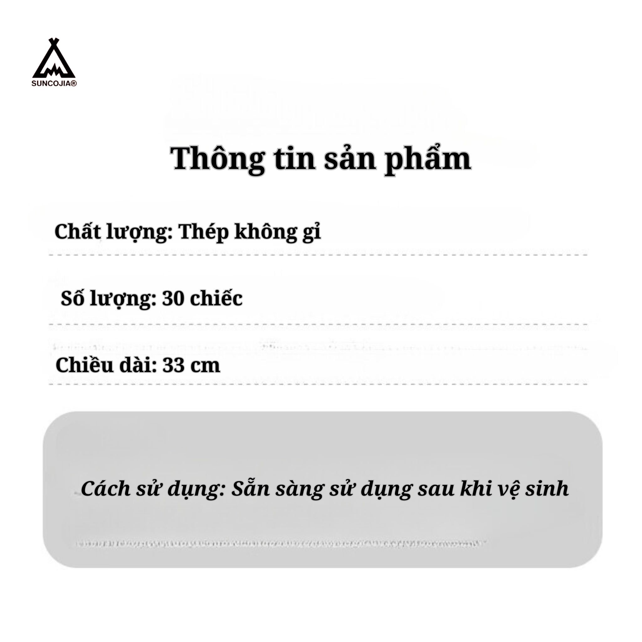 Xiên nướng Inox 304 không gỉ Suncojia, chuyên dùng nướng thịt và xiên que tiện lợi, gói 10 cái