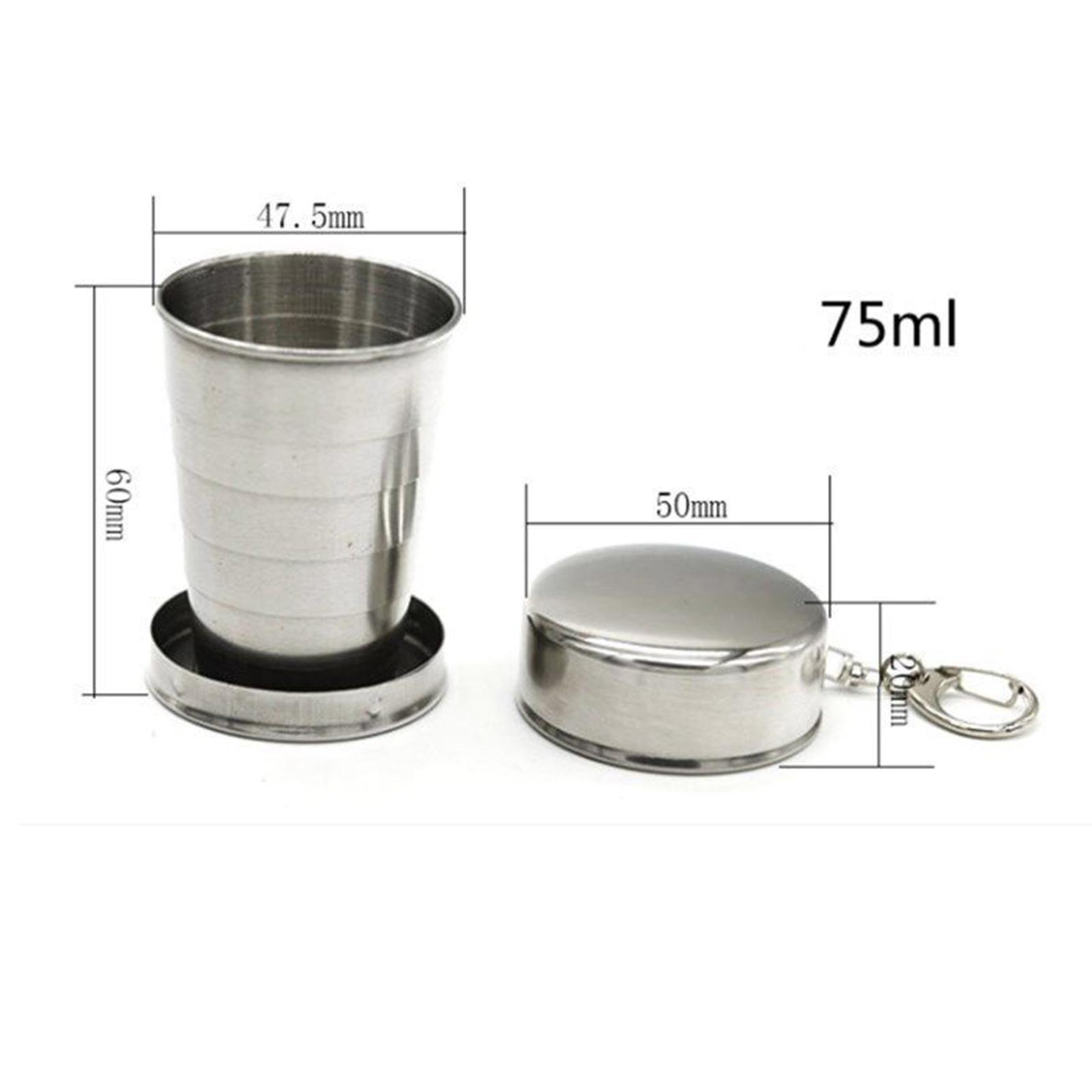 Camping Folding Cup with Keychain Telescopic Mug Stainless Steel Camping Mug