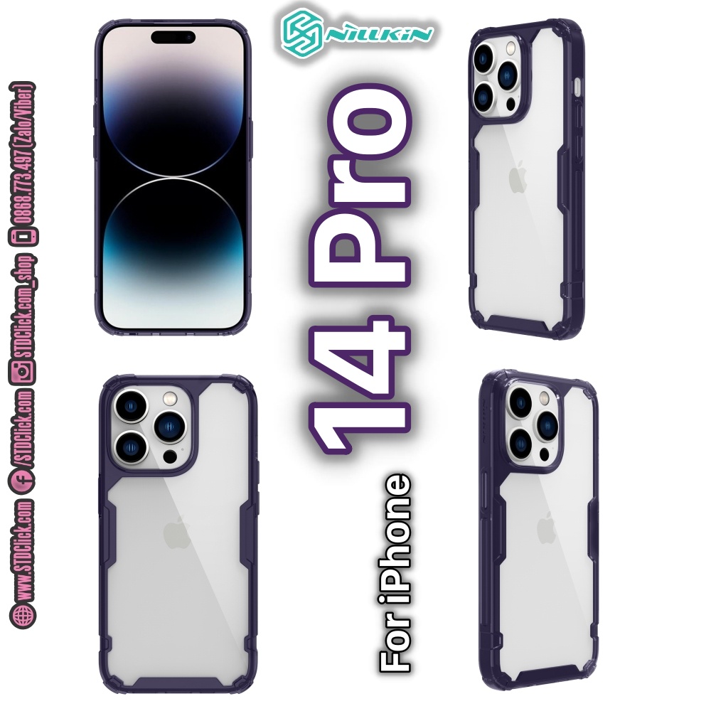 ỐP LƯNG DÀNH CHO ĐIỆN THOẠI IPHONE 14 PRO NILLKIN NATURE TPU PRO LƯNG KÍNH PC TRONG VIỀN DẺO