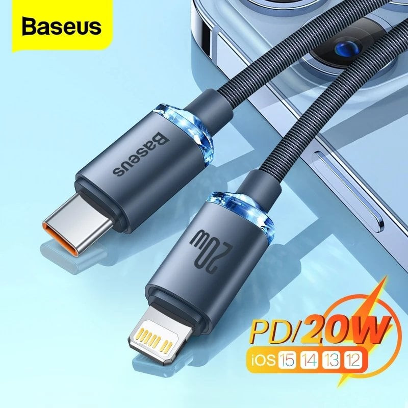 Cáp sạc nhanh, truyền dữ liệu tốc độ cao siêu bền Baseus Crystal (  USB A to Iphone )  - Hàng chinh Hãng - Hàng nhập Khẩu