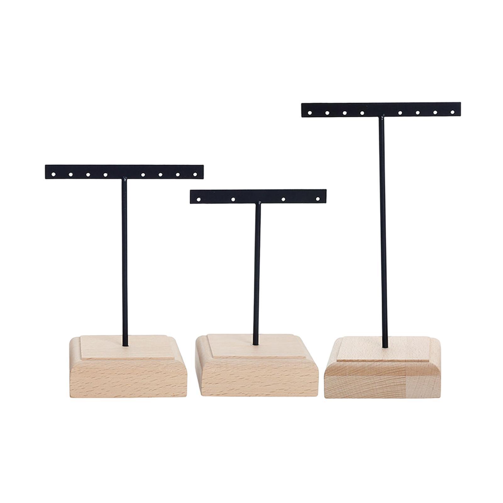 3x Earrings Display Stand Holder Wooden Base for Rings Tradeshow Shops