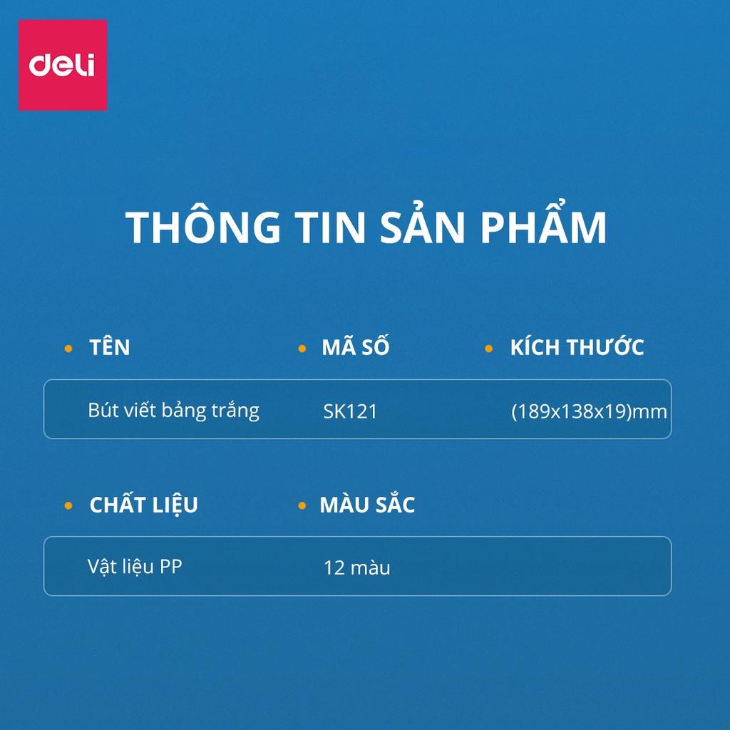 Set Bút Lông Bảng Bút Dạ Bảng 12 Màu Deli - Phù Hợp Học Sinh Văn Phòng Viết Vẽ Bảng Từ Trắng - SK121