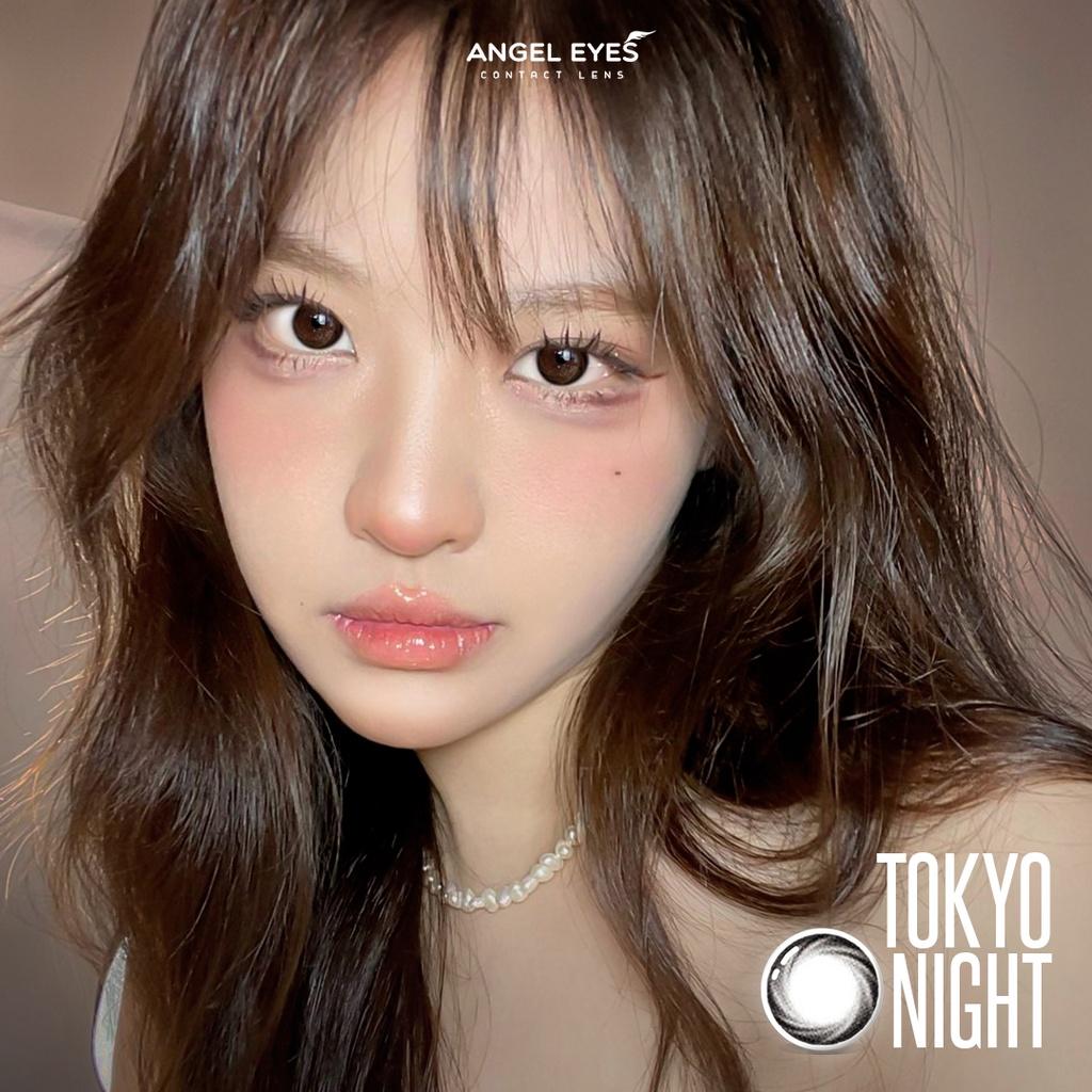 Lens đen giãn tròng Tokyo Night nhãn hiệu Angel Eyes ( Độ cận 0-8 độ )