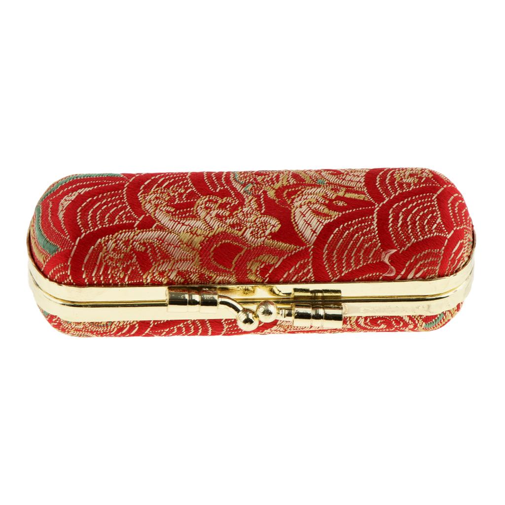 Embroidered Brocade Lipstick Case Holder - Organizer Bag for Purse- lipstick Holder- Durable Soft Cover -Cosmetic Storage Kit With Mirror Best Gift Random