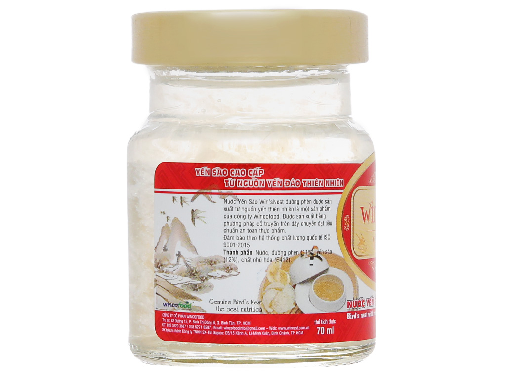 Nước Yến Sào win'sNest Đường Phèn (6 lọ x 70 ml/ Lốc)