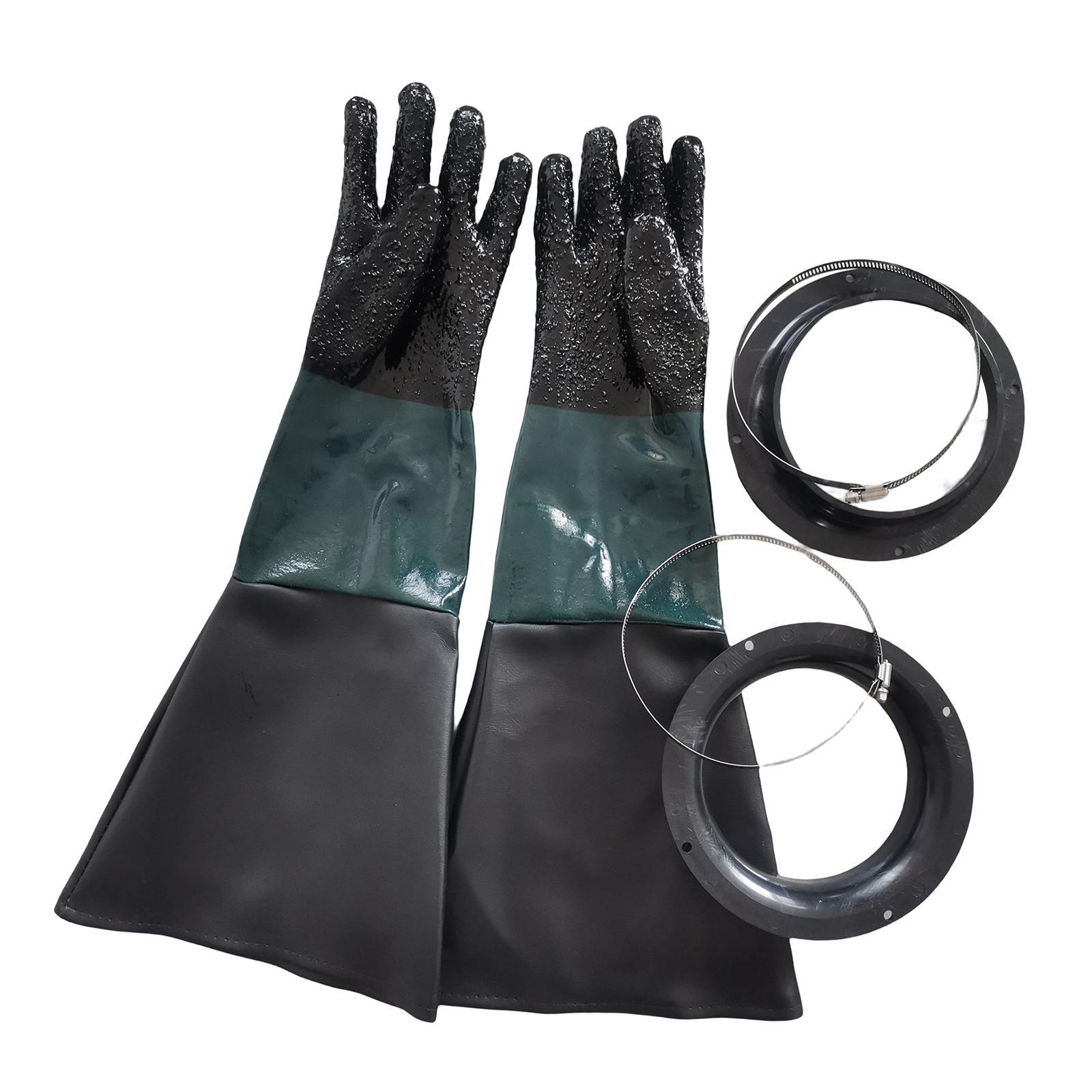 Professional Sandblasting Gloves with Clamp Hoop for Sandblasting Cabinet