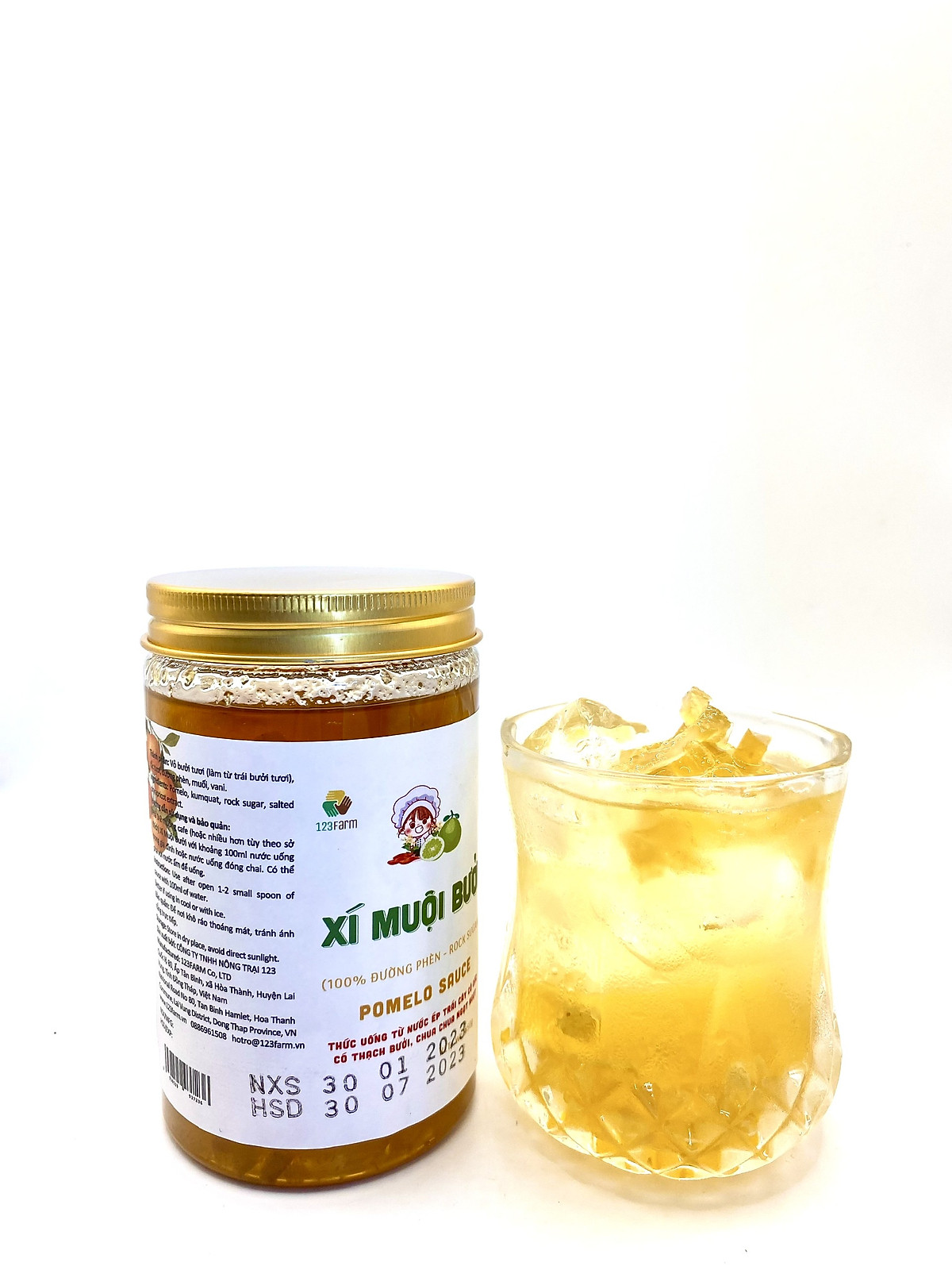 Nước cốt Bưởi xí muội cô đặc 123farm 500gr - Thức uống Giải khát, thanh nhiệt, bù nước, bù khoáng, tốt cho cơ thể