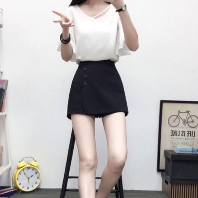 Quần giả váy chữ A phối cúc