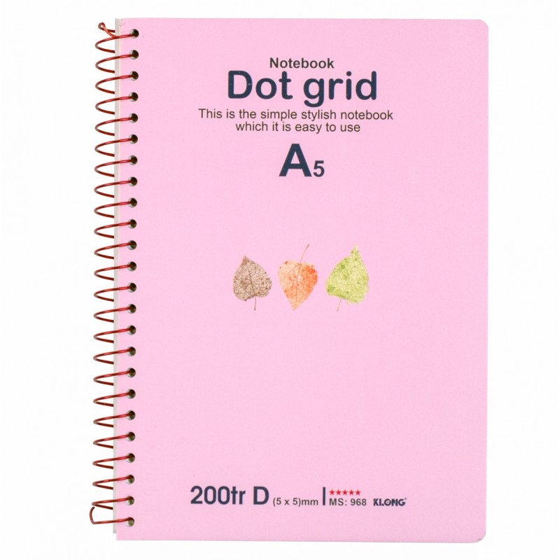 Sổ lò xo đơn KLONG A5 Dot Grid ruột chấm 70/76; MS: 968